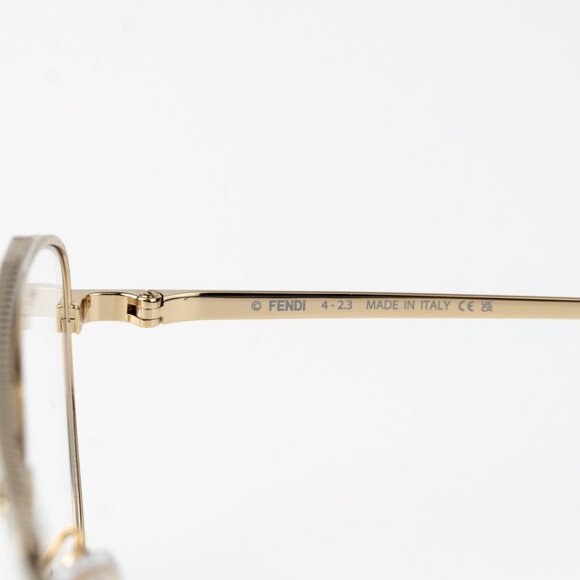 Fendi TRAVEL Women Eyeglasses Metal Shiny Clear Gold Demo Pilot FE50077U 032 NEW - Picture 4 of 12